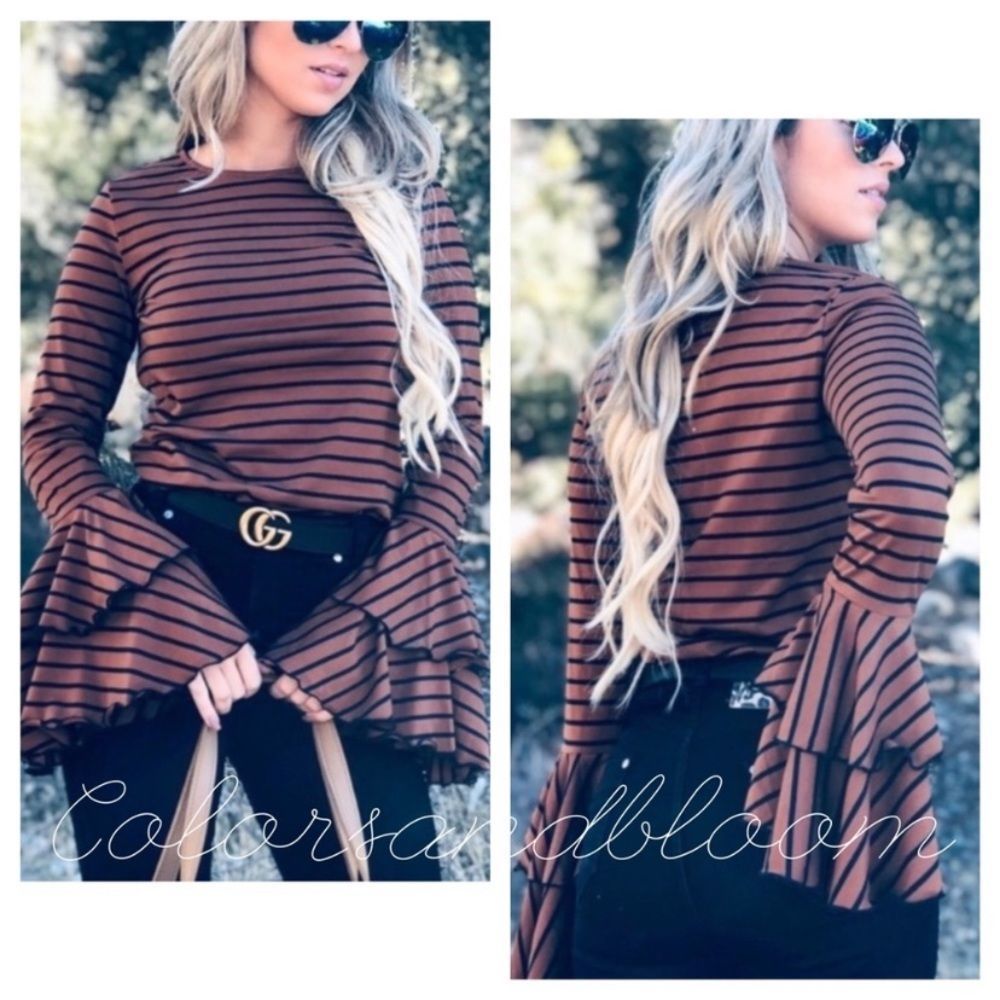 VIDA Ruffle Boho Bell Sleeve Top